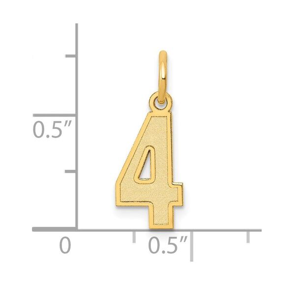 14k Yellow Gold, Jersey Collection, Small Number 4 Pendant - Picture 4 of 5